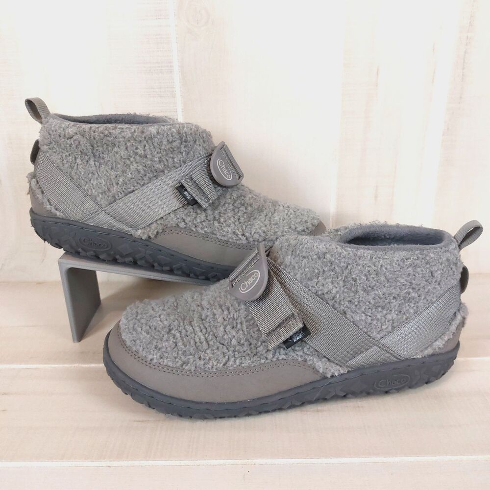 Chaco Ramble Fluff Slippers Womens 8.5 Gray Sherpa Fleece Lined Bootie Shoes